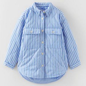NWT Zara STRIPED SHIRT JACKET w/LIGHT FILLING Size 13/14 Kids (fits like size 2)